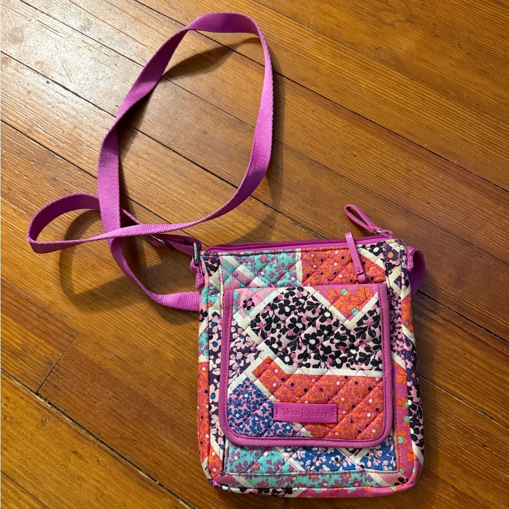 Vera Bradley Pink and Purple Quilted Crossbody Bag